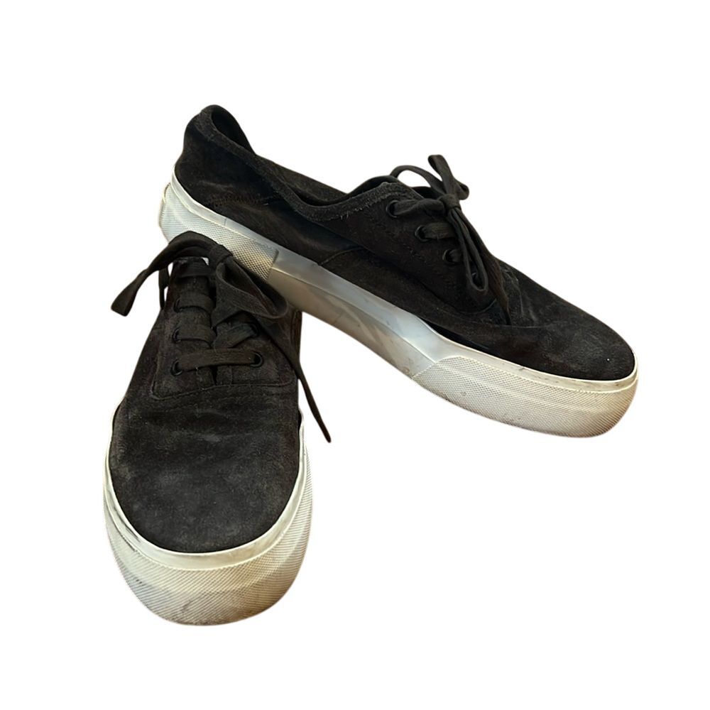 Vince Womens 8.5 Grey Suede‎ Low Top Lace Up Platform Sneakers Shoes